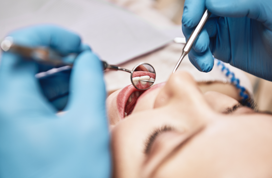 Patient undergoing dental exam