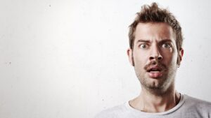 Man with surprised expression.